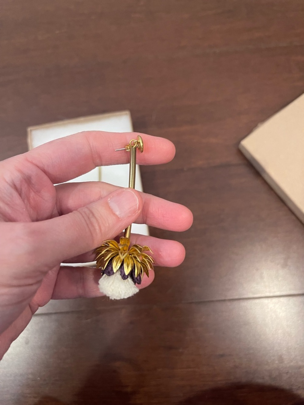 gold dandelion statement earrings new without tags - Picture 2 of 8